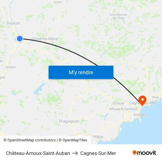 Château-Arnoux-Saint-Auban to Cagnes-Sur-Mer map