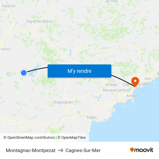 Montagnac-Montpezat to Cagnes-Sur-Mer map