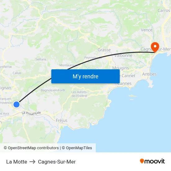 La Motte to Cagnes-Sur-Mer map