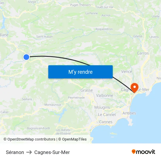 Séranon to Cagnes-Sur-Mer map