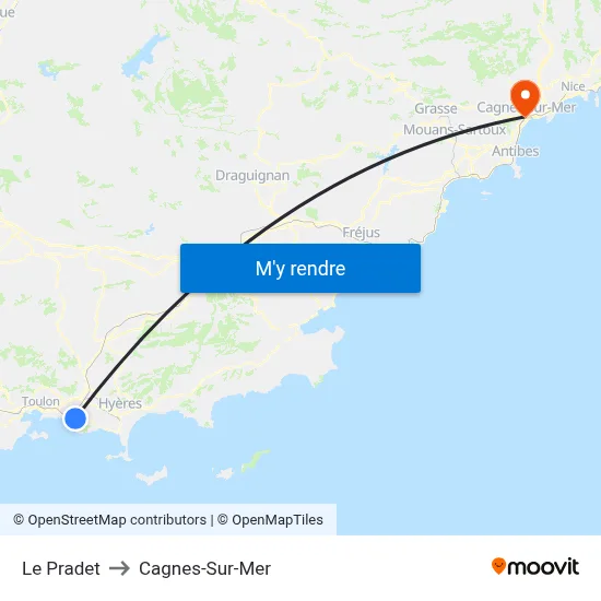 Le Pradet to Cagnes-Sur-Mer map