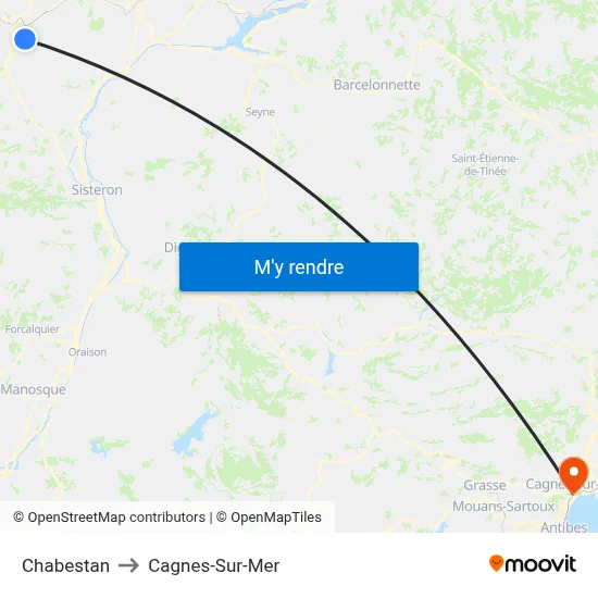 Chabestan to Cagnes-Sur-Mer map