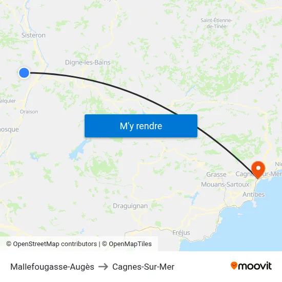Mallefougasse-Augès to Cagnes-Sur-Mer map