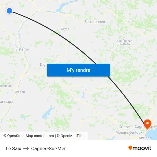 Le Saix to Cagnes-Sur-Mer map