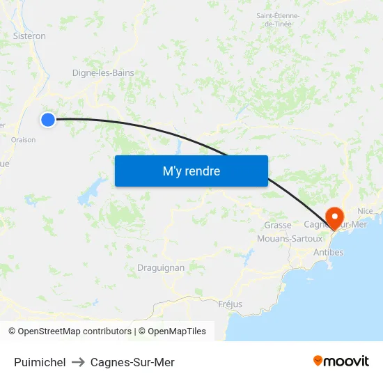 Puimichel to Cagnes-Sur-Mer map