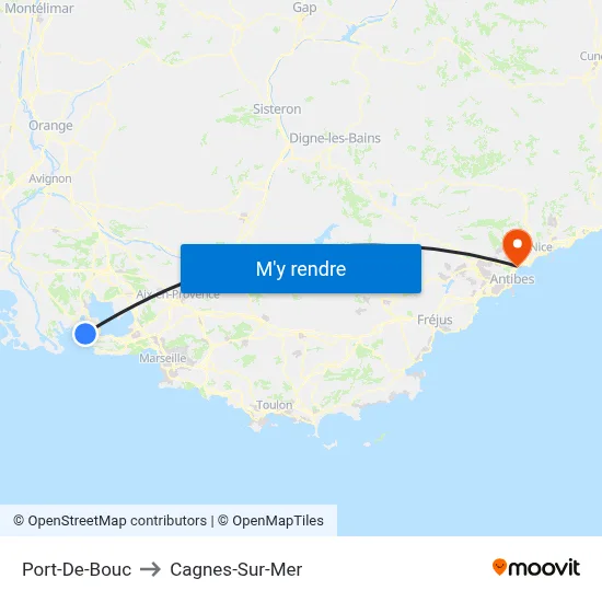 Port-De-Bouc to Cagnes-Sur-Mer map