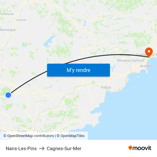 Nans-Les-Pins to Cagnes-Sur-Mer map