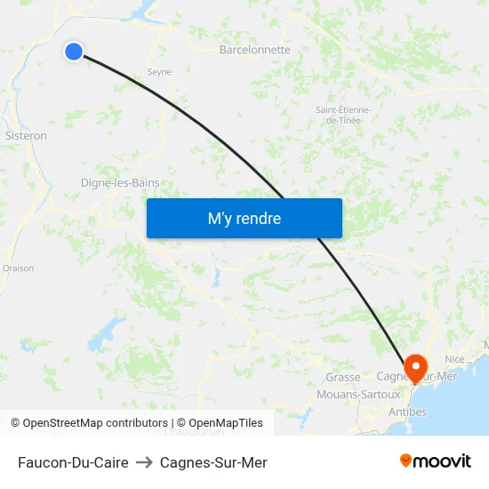 Faucon-Du-Caire to Cagnes-Sur-Mer map