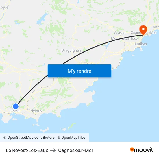 Le Revest-Les-Eaux to Cagnes-Sur-Mer map