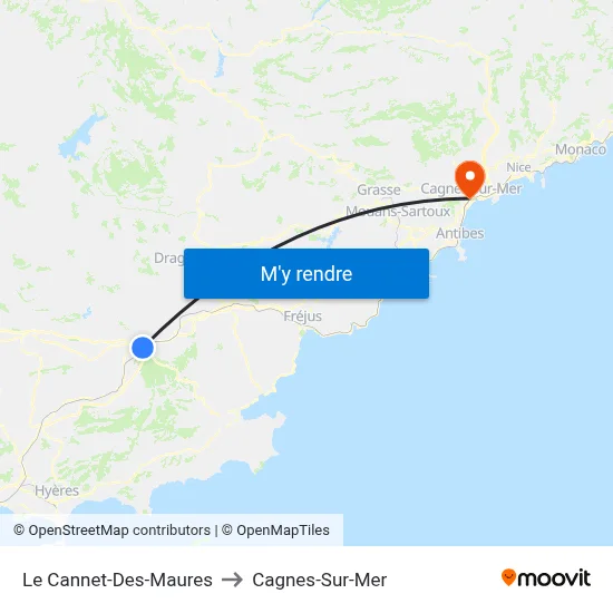 Le Cannet-Des-Maures to Cagnes-Sur-Mer map