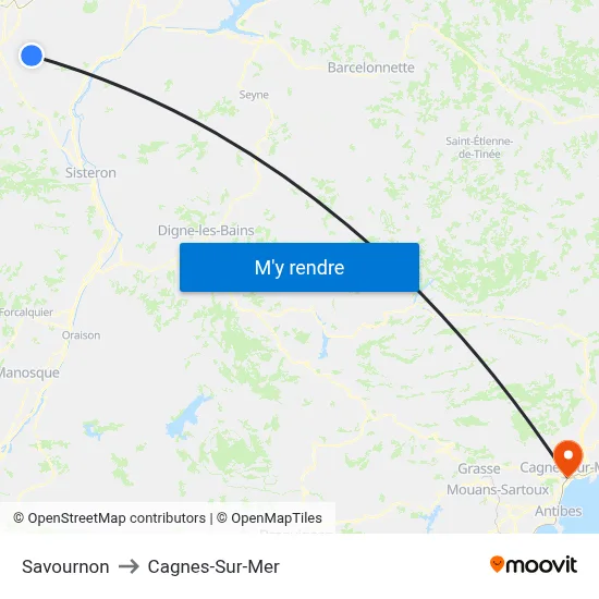 Savournon to Cagnes-Sur-Mer map