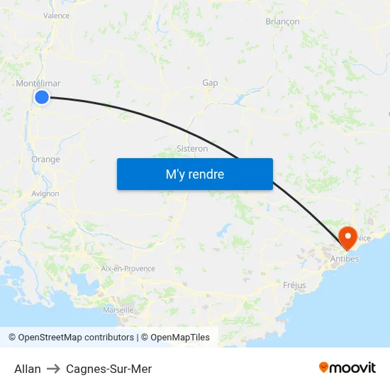 Allan to Cagnes-Sur-Mer map
