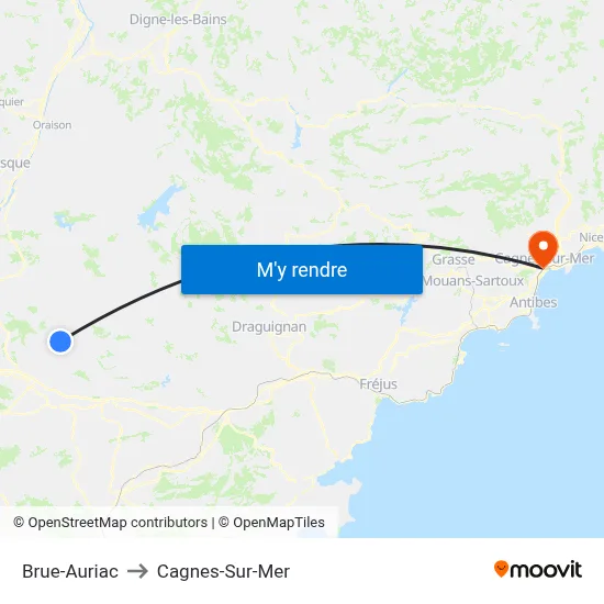 Brue-Auriac to Cagnes-Sur-Mer map
