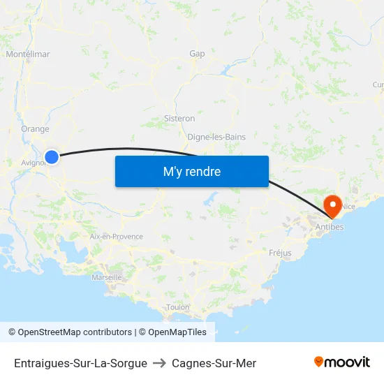 Entraigues-Sur-La-Sorgue to Cagnes-Sur-Mer map