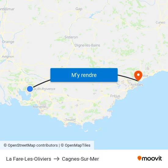 La Fare-Les-Oliviers to Cagnes-Sur-Mer map