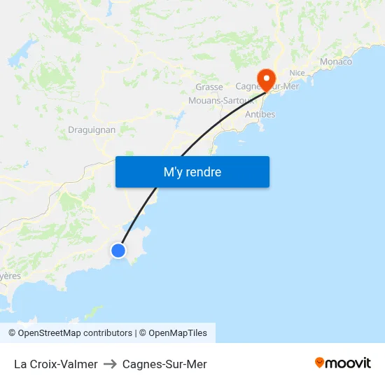 La Croix-Valmer to Cagnes-Sur-Mer map