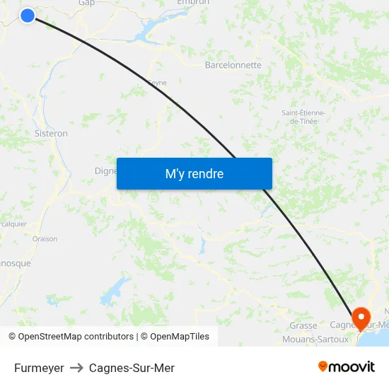 Furmeyer to Cagnes-Sur-Mer map