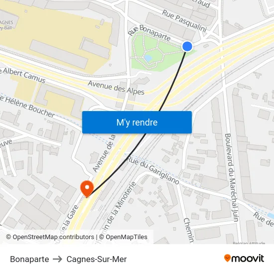 Bonaparte to Cagnes-Sur-Mer map