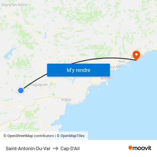 Saint-Antonin-Du-Var to Cap-D'Ail map