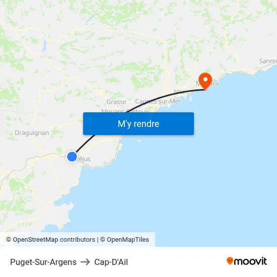 Puget-Sur-Argens to Cap-D'Ail map