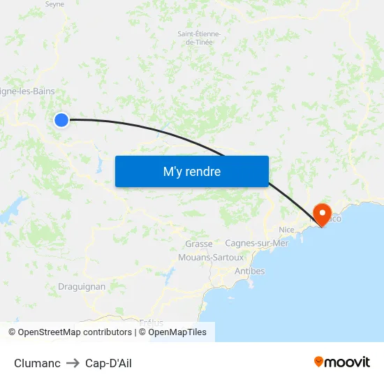 Clumanc to Cap-D'Ail map