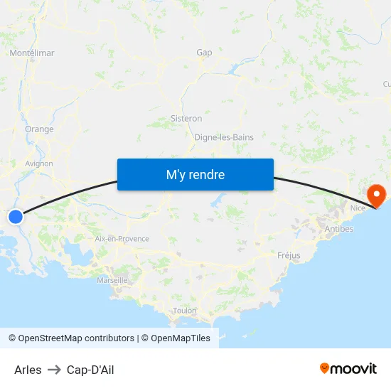 Arles to Cap-D'Ail map