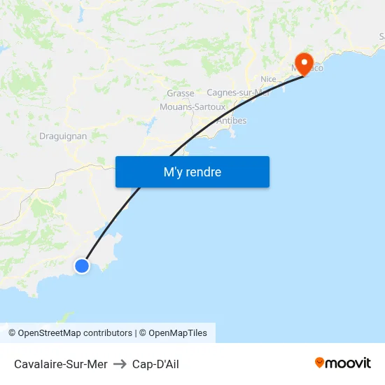 Cavalaire-Sur-Mer to Cap-D'Ail map