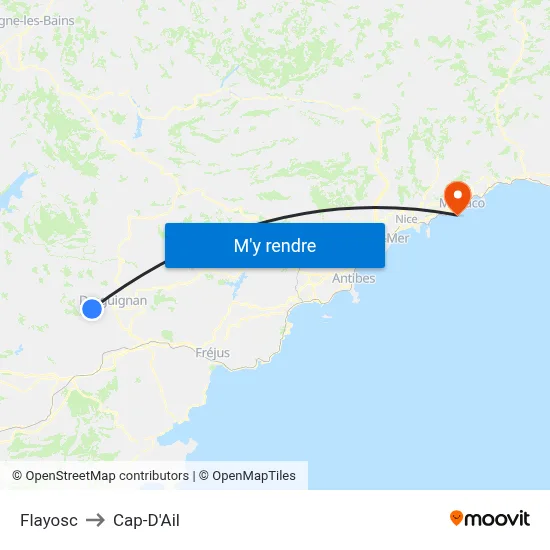 Flayosc to Cap-D'Ail map