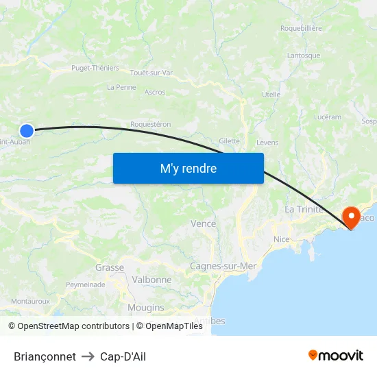Briançonnet to Cap-D'Ail map