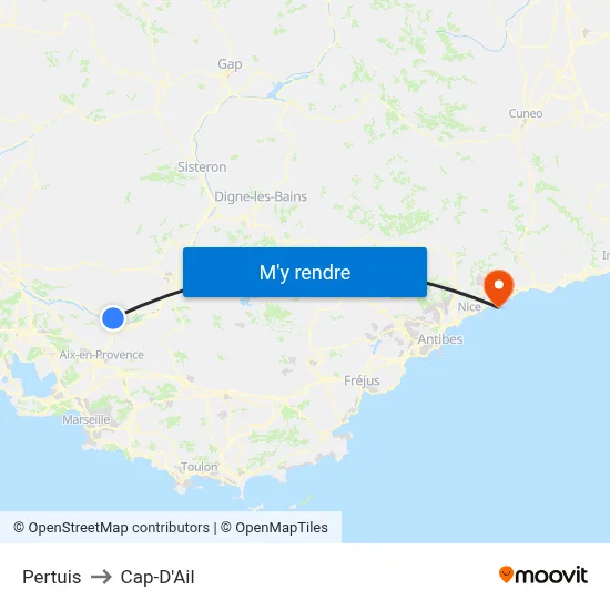 Pertuis to Cap-D'Ail map