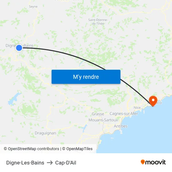 Digne-Les-Bains to Cap-D'Ail map