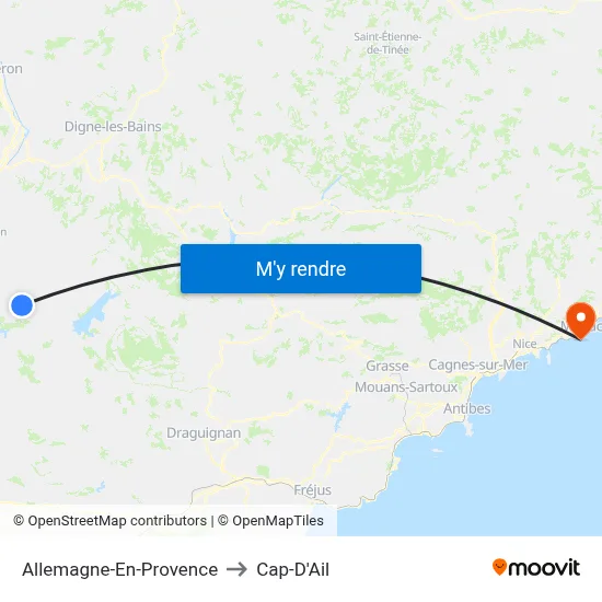 Allemagne-En-Provence to Cap-D'Ail map