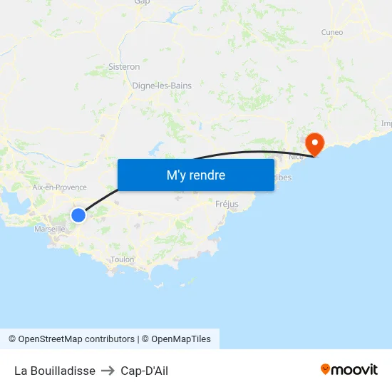 La Bouilladisse to Cap-D'Ail map