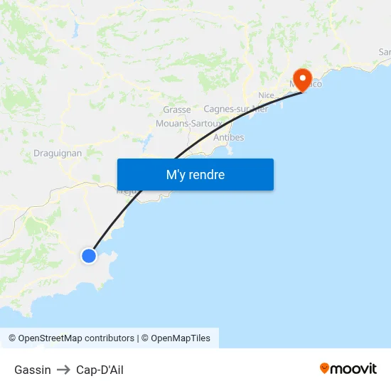 Gassin to Cap-D'Ail map