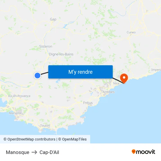 Manosque to Cap-D'Ail map