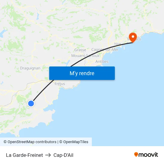 La Garde-Freinet to Cap-D'Ail map