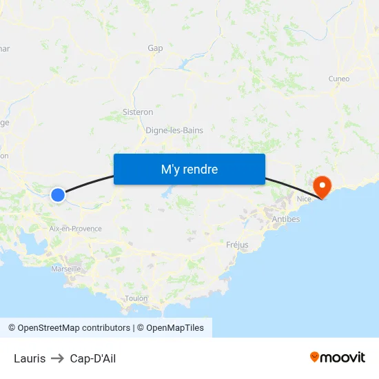 Lauris to Cap-D'Ail map