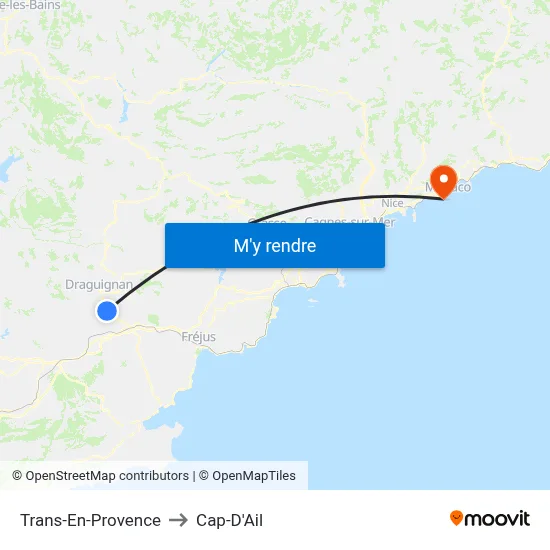 Trans-En-Provence to Cap-D'Ail map
