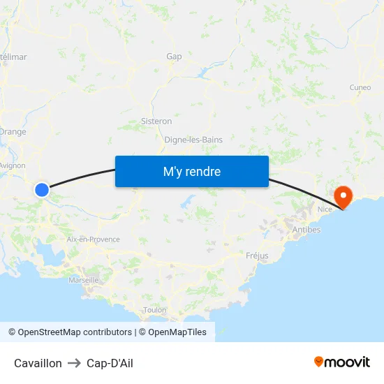 Cavaillon to Cap-D'Ail map
