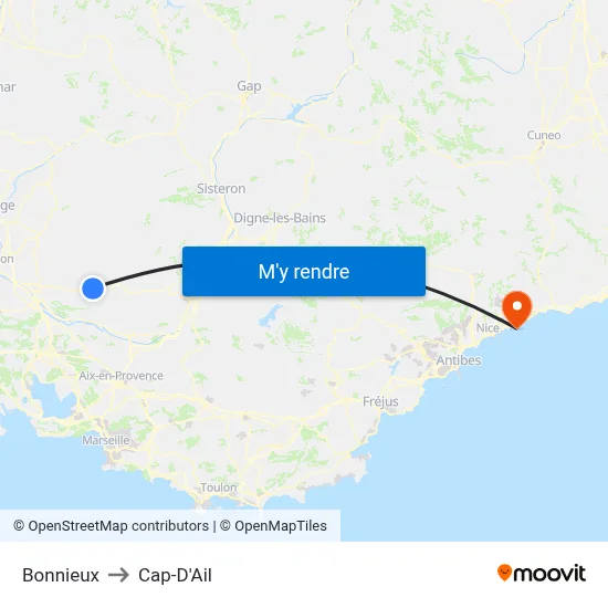 Bonnieux to Cap-D'Ail map