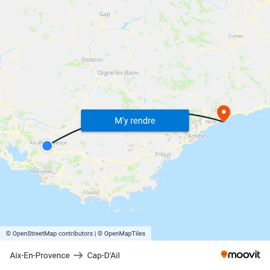 Aix-En-Provence to Cap-D'Ail map