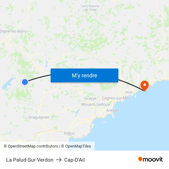 La Palud-Sur-Verdon to Cap-D'Ail map