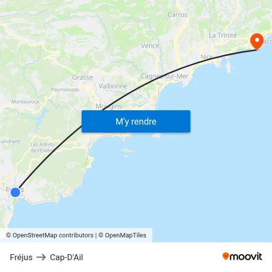Fréjus to Cap-D'Ail map