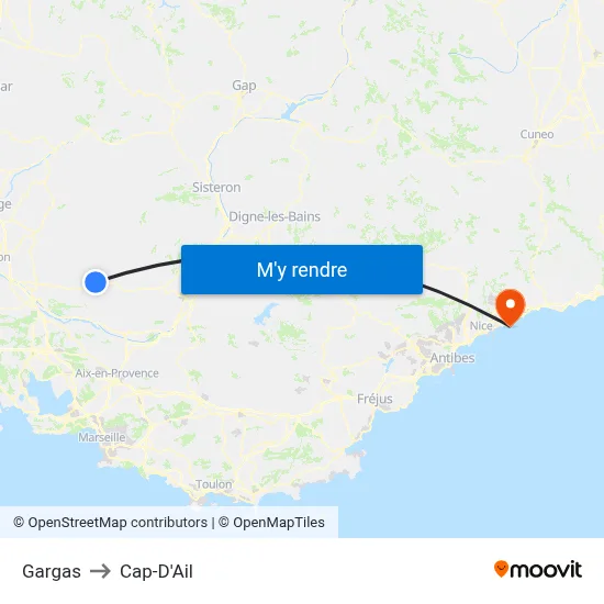 Gargas to Cap-D'Ail map
