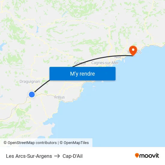 Les Arcs-Sur-Argens to Cap-D'Ail map