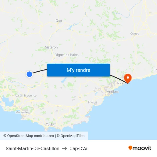 Saint-Martin-De-Castillon to Cap-D'Ail map