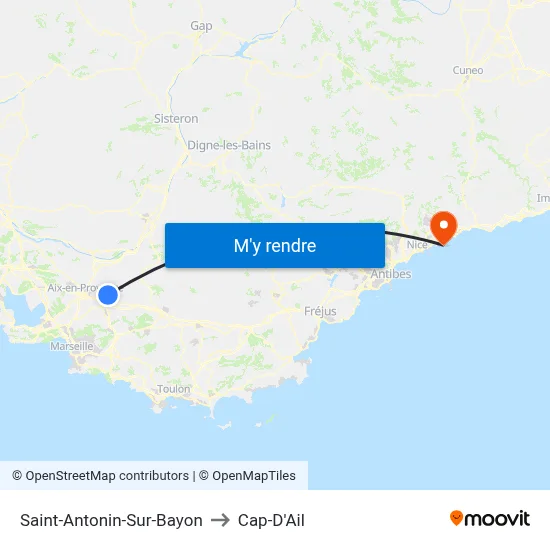 Saint-Antonin-Sur-Bayon to Cap-D'Ail map