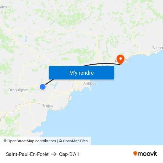 Saint-Paul-En-Forêt to Cap-D'Ail map