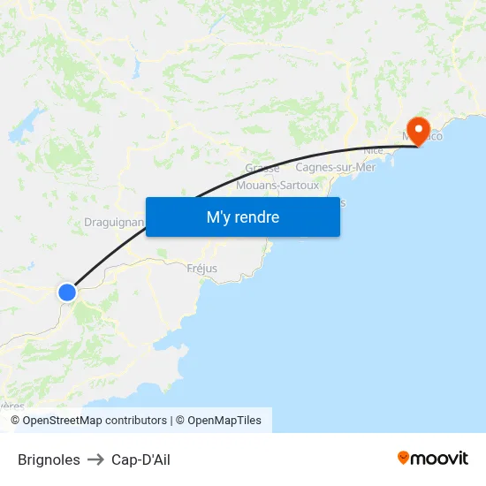 Brignoles to Cap-D'Ail map