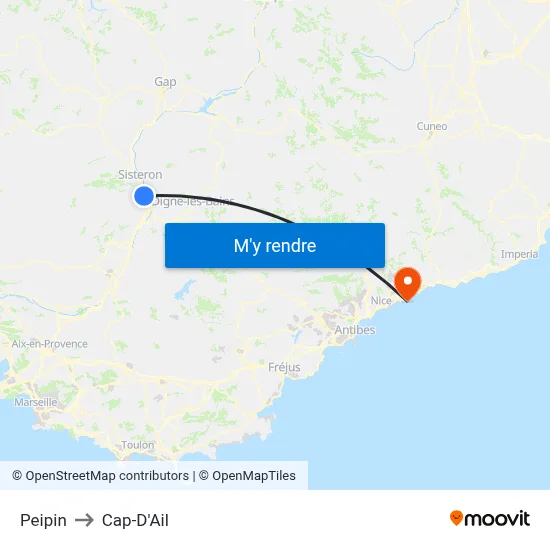 Peipin to Cap-D'Ail map